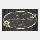 Etiketten van zwarte-boomschors en houtachtige kor (Voorkant)