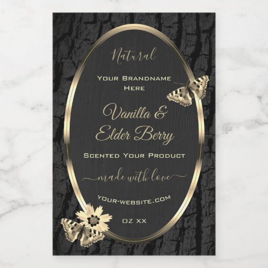 Etiketten van zwarte-boomschors en houtachtige kor (Enkel label)