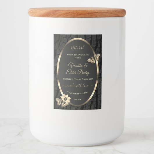 Etiketten van zwarte-boomschors en houtachtige kor (Voorkant)