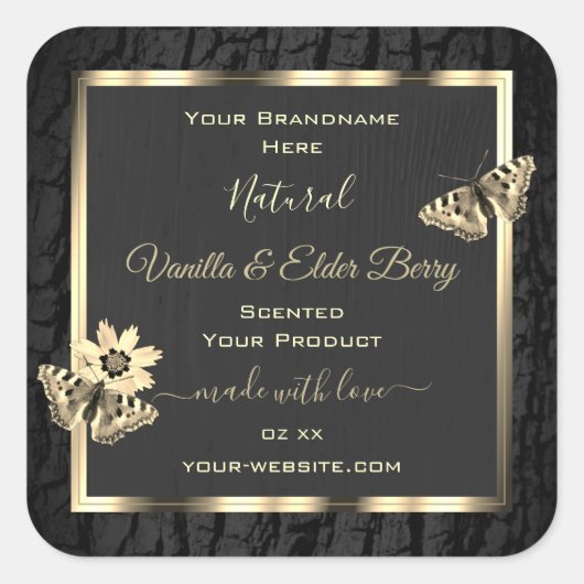 Etiketten van zwarte-boomschors en houtachtige kor (Voorkant)