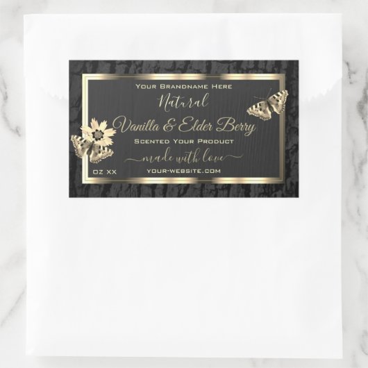 Etiketten van zwarte-boomschors en houtachtige kor (Tas)