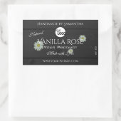 Etiketten van zwarte houtkorrels Floral Daisy Logo (Tas)