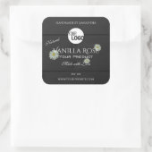 Etiketten van zwarte houtkorrels Floral Daisy Logo (Tas)