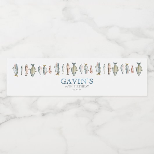 Etiketten viswaterflesjes, viswater (Enkel label)