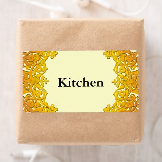 Etiketten voor aangepaste Label Gele Floral Art L (Insitu)