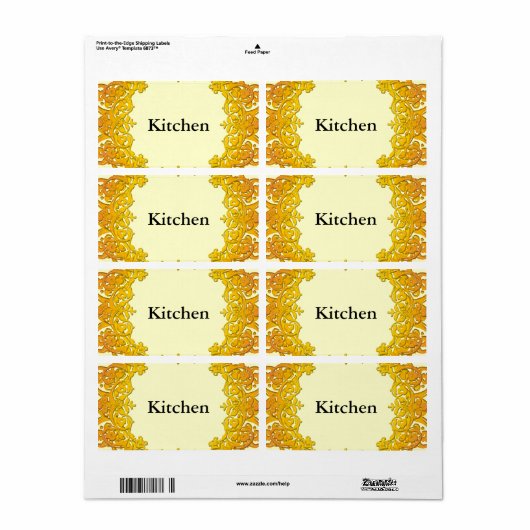 Etiketten voor aangepaste Label Gele Floral Art L (Full Sheet)