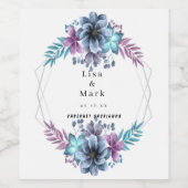 Etiketten voor blauwe en Paarse Waterverf Floral W (Enkel label)