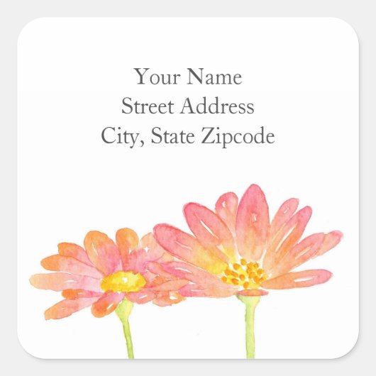 Etiketten voor de "gele perzikroze Waterverf Daisi (Voorkant)