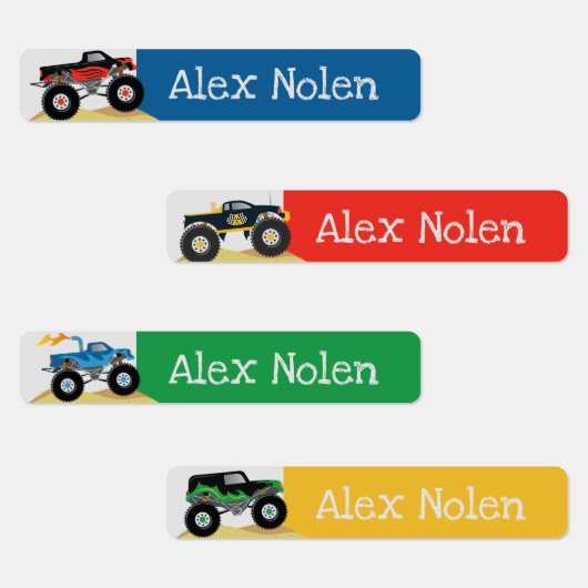 Etiketten voor de kleine monster Truck Kinder naam Labels (Groep)
