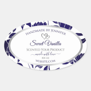 Etiketten voor de verpakking van blauwe en witte F