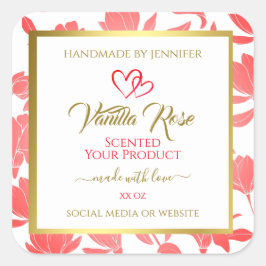 Etiketten voor de verpakking van roze en goudbloem