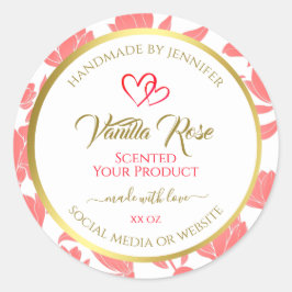 Etiketten voor de verpakking van roze en goudbloem