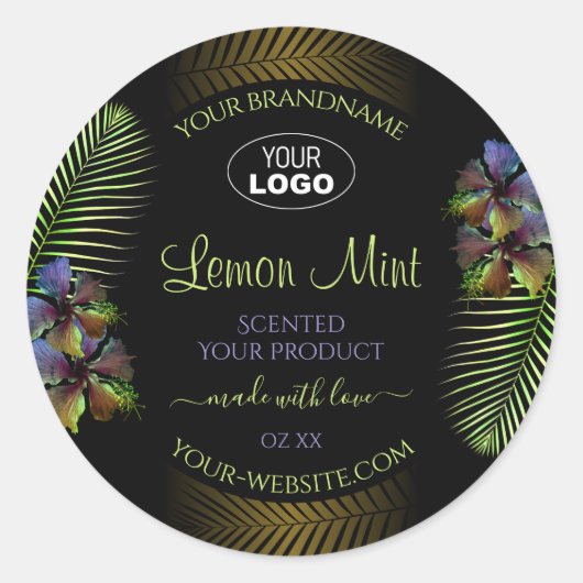 Etiketten voor exotische producten Gele paarse blo (Voorkant)