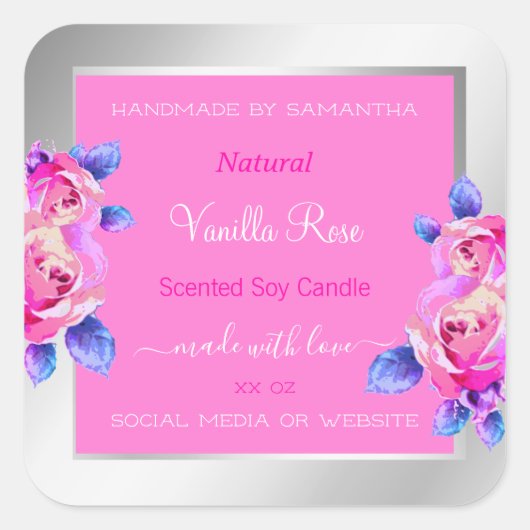 Etiketten voor flessenroze en zilverproducten (Voorkant)