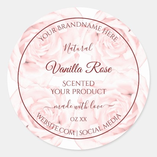 Etiketten voor flessenverpakking Lichte roze Rozen (Voorkant)