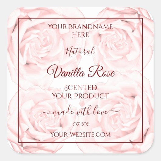 Etiketten voor flessenverpakking Lichte roze Rozen (Voorkant)