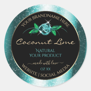 Etiketten voor Floral Blauwgroen en zwart product 