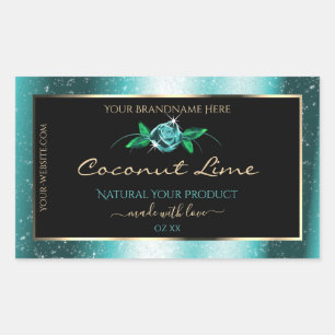 Etiketten voor Floral Blauwgroen en zwart product