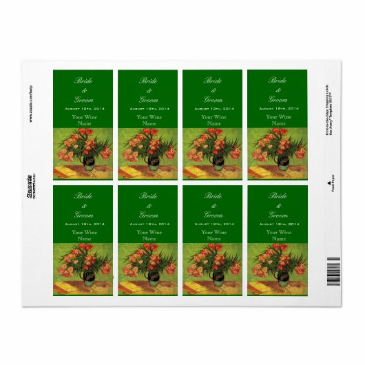 Etiketten voor  florale bruiloft (Full Sheet)