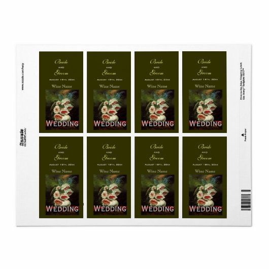 Etiketten voor  florale bruiloft (Full Sheet)