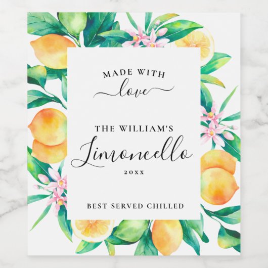 Etiketten voor gepersonaliseerde Homemade Limoncel (Enkel label)