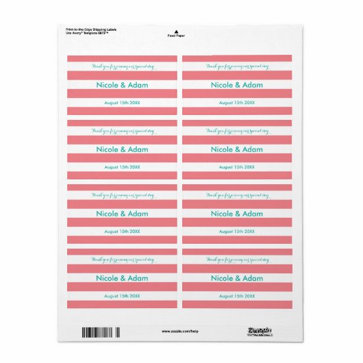 Etiketten voor gestreepte bruinkoolwaterflessen op (Full Sheet)