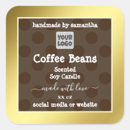 Etiketten voor gouden en bruine producten met Logo