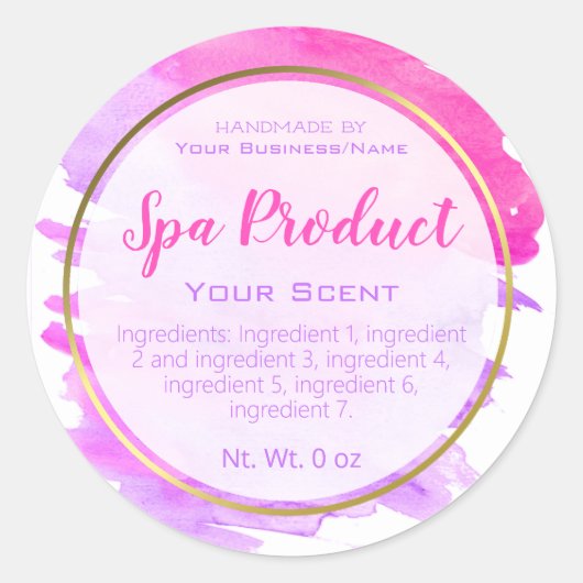 Etiketten voor goudroze en Paarse Waterverf (Voorkant)