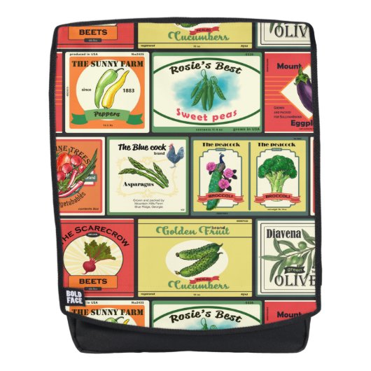 Etiketten voor  groenten en fruit rugtassen (Voorkant)