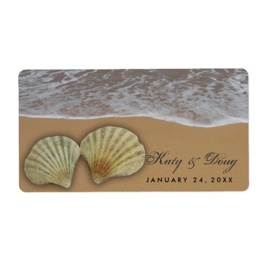 Etiketten voor het huwelijk van Seashell met stran (Voorkant)
