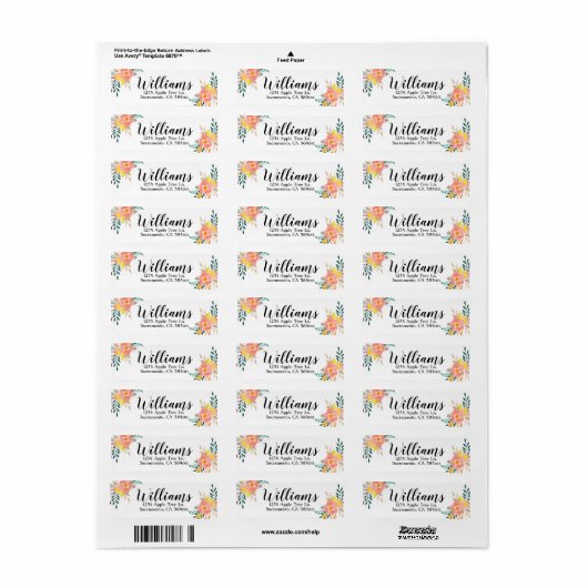 Etiketten voor het kantooradres van de waterverf F (Full Sheet)