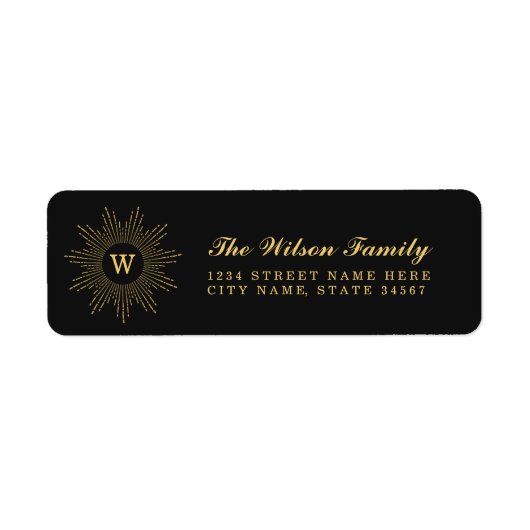 Etiketten voor het zwart en goudmonogram retouradr (Voorkant)
