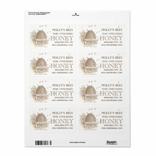 Etiketten voor honingbijenkorven van  honingbijenk (Full Sheet)