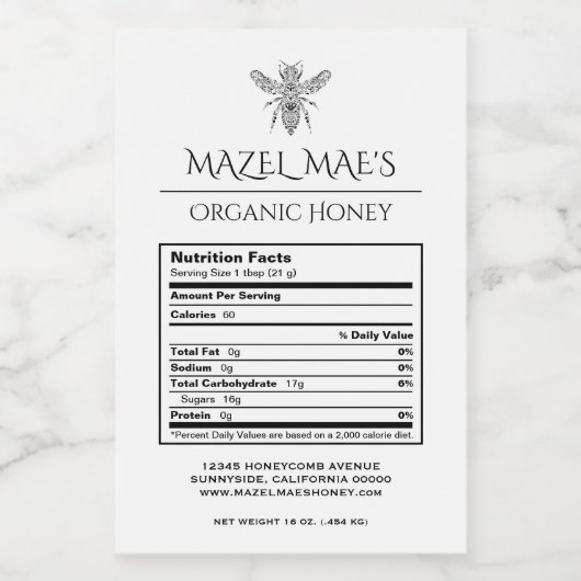 Etiketten voor honinghondenvoeding (Enkel label)