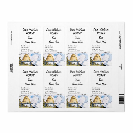 Etiketten voor  honinghoning (Full Sheet)