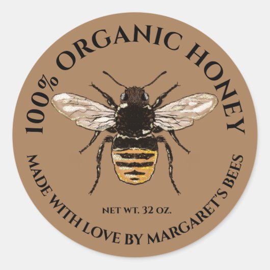 Etiketten voor honingpot Honingbij Honingraat Bij  (Voorkant)