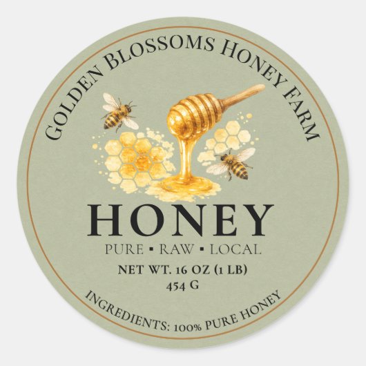 Etiketten voor honingpot - Sage Apiary Stickers (Voorkant)