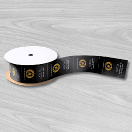 Etiketten voor kleding op maat Logo, zwart Satijnen Lint