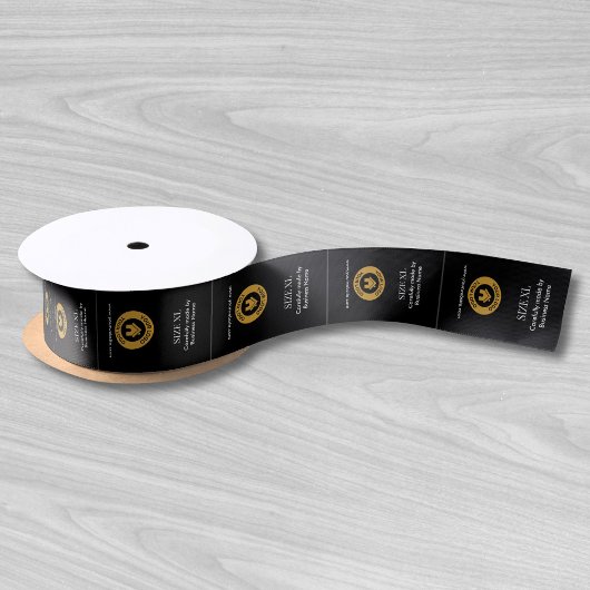 Etiketten voor kleding op maat Logo, zwart Satijnen Lint