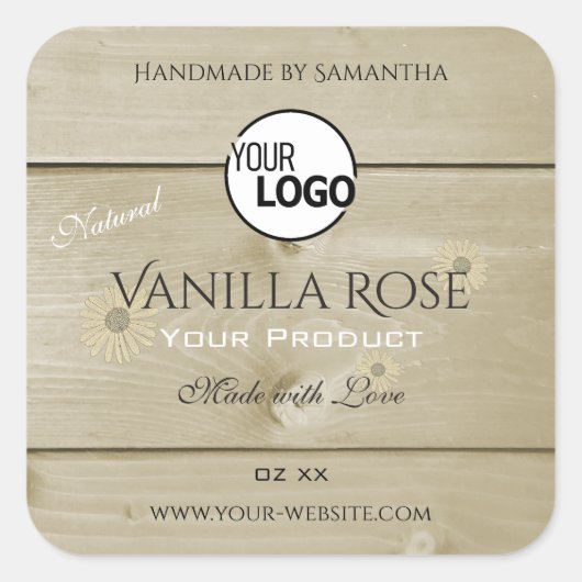 Etiketten voor lichte houten korrels en Logo (Voorkant)