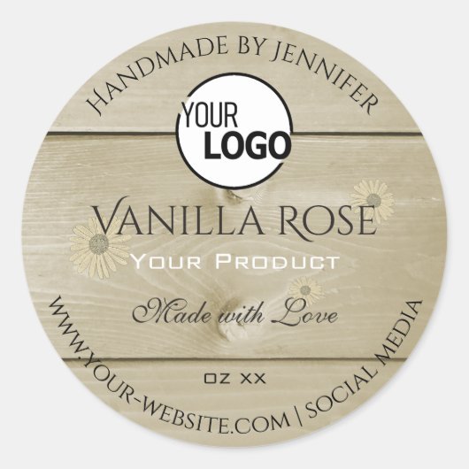 Etiketten voor lichte houten korrels en Logo (Voorkant)