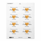 Etiketten voor Oranje hartentrouwwijn of waterfles (Full Sheet)