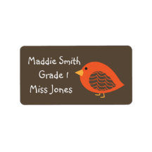 Etiketten voor oranje vogelschatjes