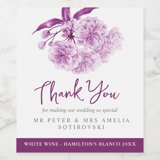 Etiketten voor Paarse bloesems (Enkel label)