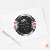 Etiketten voor platte roze rozen zilver en zwarte  (Envelop)