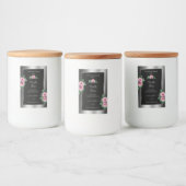 Etiketten voor platte roze rozen zilver en zwarte  (Flessen)