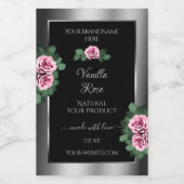 Etiketten voor platte roze rozen zilver en zwarte  (Enkel label)