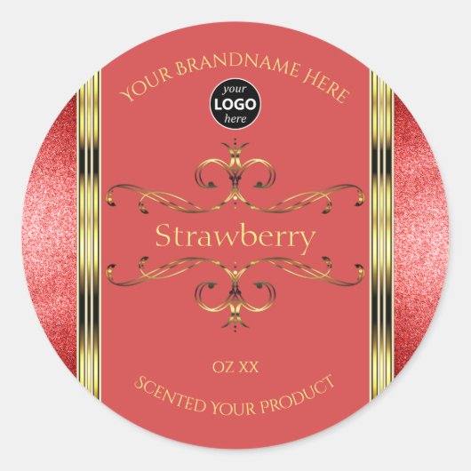 Etiketten voor rode en goudproducten Glitter Borde (Voorkant)