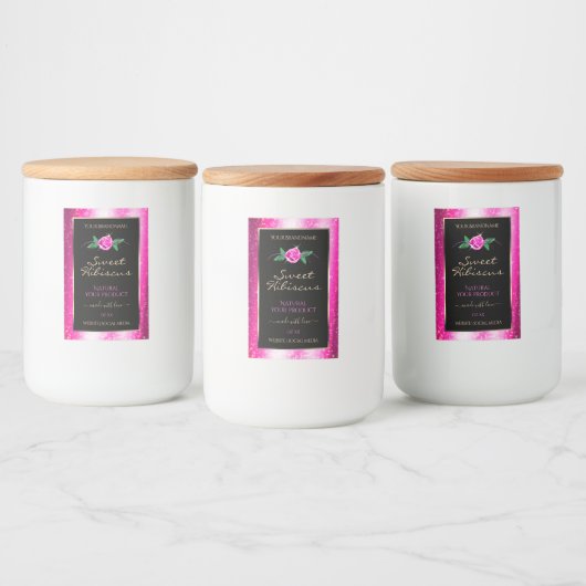 Etiketten voor roze en zwarte producten - Floral R (Flessen)