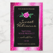 Etiketten voor roze en zwarte producten - Floral R (Enkel label)